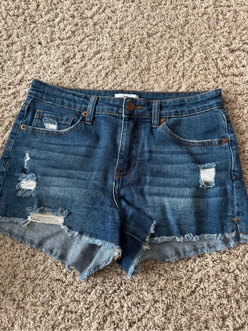 bp Dark Blue Distressed Denim Shorts